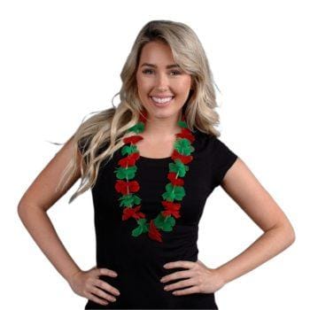 Non Light Up Hawaiian Flower Christmas Lei Necklace Red Green All Products