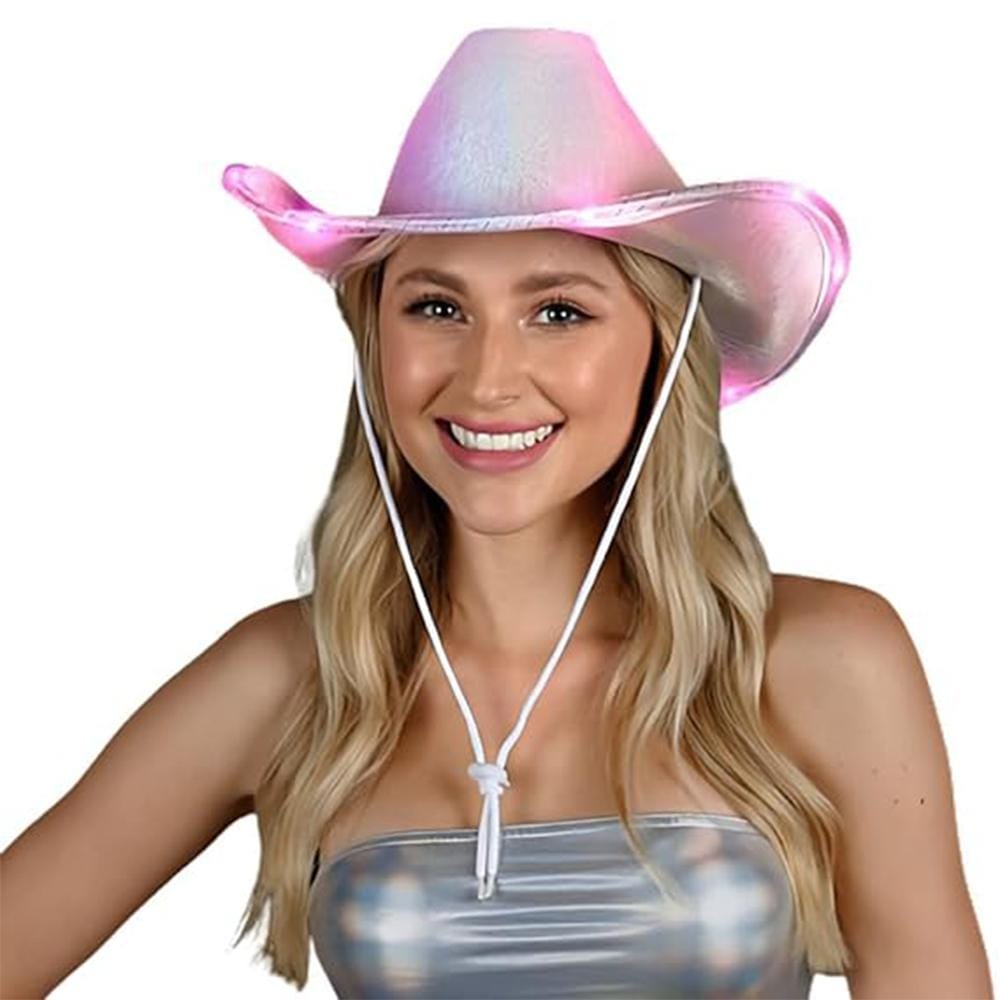 Light Up Glorious Luminous Sheen Metallic Cowboy Space Cowgirl Hat Pink LED All Products Light Up Glorious Luminous Sheen Metallic Cowboy Space Cowgirl Hat Pink LED All Products 3