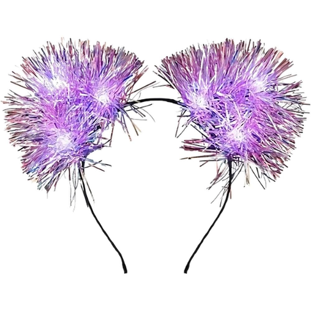 White LED Tinsel Fluffy Cat Ears Headband All Products 4
