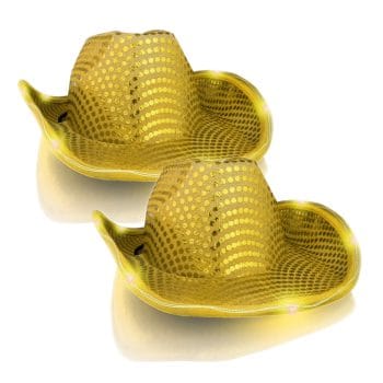 LED Flashing Cowboy Hat with Gold Sequins Pack of 2 All Products