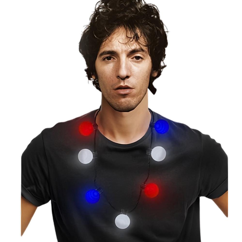 Large Red White Blue Party Globes Light Up Patriotic Necklace 4th of July Large Red White Blue Party Globes Light Up Patriotic Necklace 4th of July 5