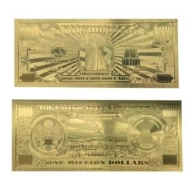 Miss Lady Liberty 1 Million Dollars Original 24K Gold Plated Bill Collectible Banknotes for Decoration 24K Gold and Silver Plated Replica Bills