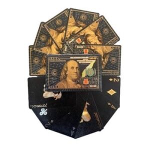 100 Dollar Bill Black Gold Silver 24k Plated Waterproof Poker Playing Cards 24K Gold and Silver Plated Replica Bills