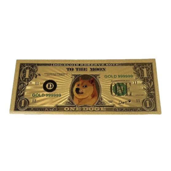 Dogecoin 24K Gold Plated Banknotes Collectors Bill  Non-currency Replica Art Collection 24K Gold and Silver Plated Replica Bills 3