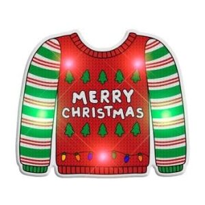 Light Up Merry Christmas Sweater Stripes Body Light Pin All Body Lights and Blinkees