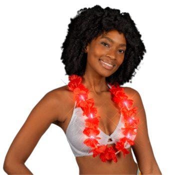 Light Up Hawaiian Flower Lei Necklace Red All Products