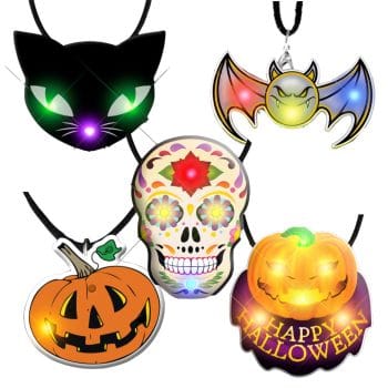 Assorted Halloween Light Up Flashing Body Light Charm Necklaces Pack of 25 All Body Lights and Blinkees