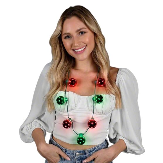 Light Up Christmas Metallic Shine Through Disco Balls Necklace All Products 3
