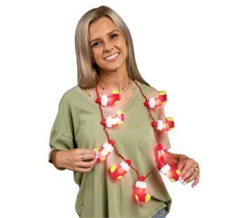 32 Inches Christmas Light Up Flashing 9 Stocking Charms Necklace All Products