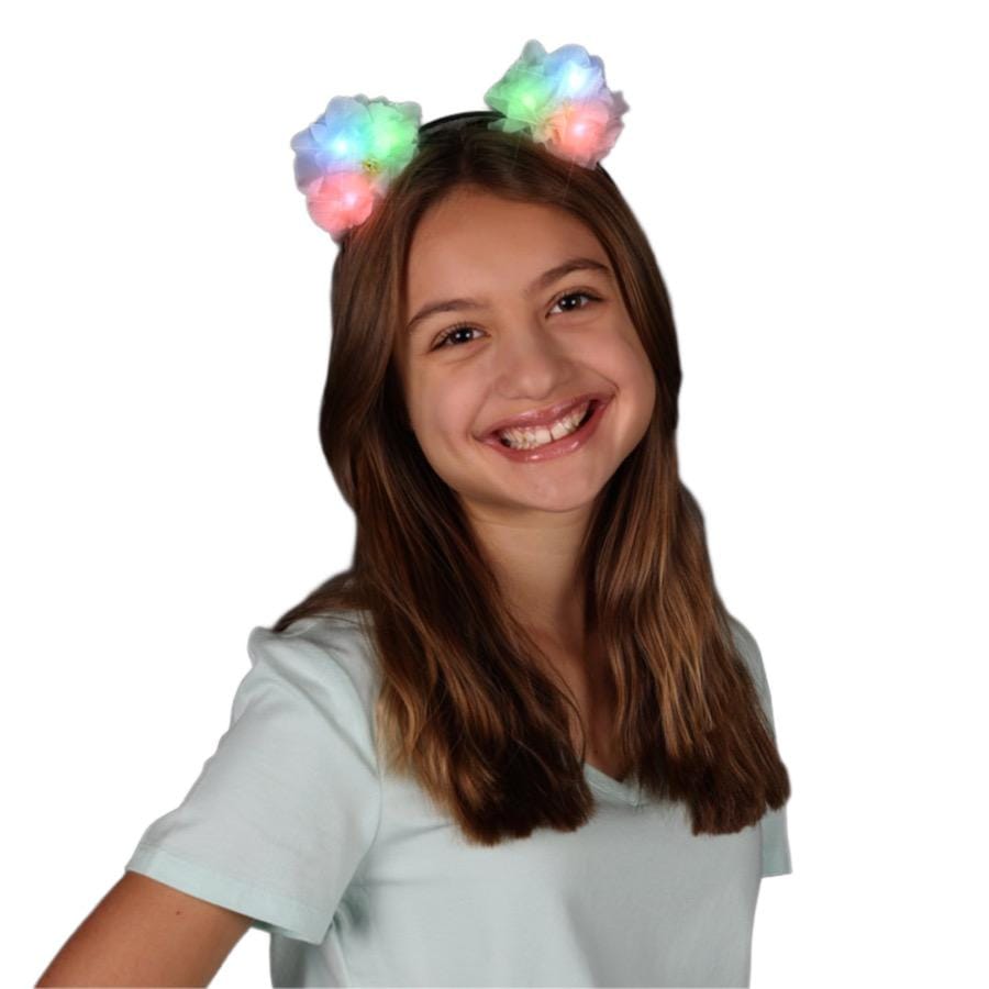 Color Changing White Flower Ears Headband All Products 3