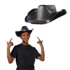 Light Up Shiny Satin Metallic Space Cowboy Hat Dark Silver All Products 7