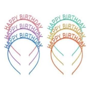 Unlit Happy Birthday Rainbow Headbands Pack of 6 All Products