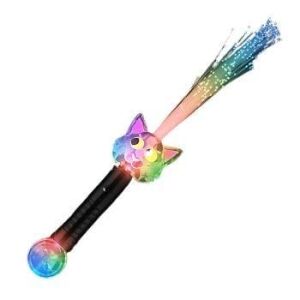 Light Up Multicolored Fiber Optic Cat Wand with Crystal Ball All Products