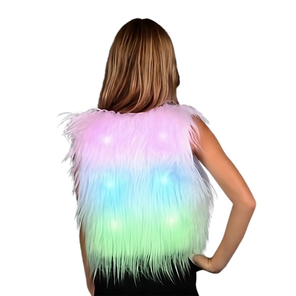 Light Up Faux Fur Go Go Multicolor Vest Small All Products 4