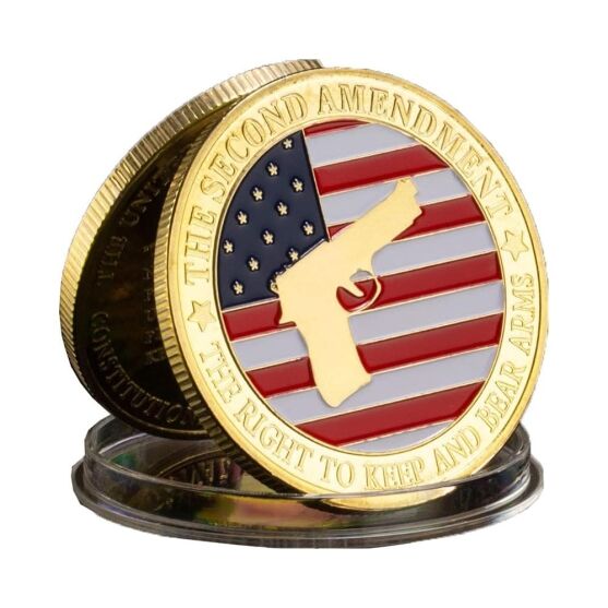 USA The Second Amendment Military Guns Gold Plated Challenge Coin All Products 3