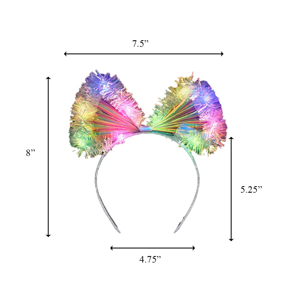 Multicolor LEDs Tinsel Iridescent Bow Headband All Products 5