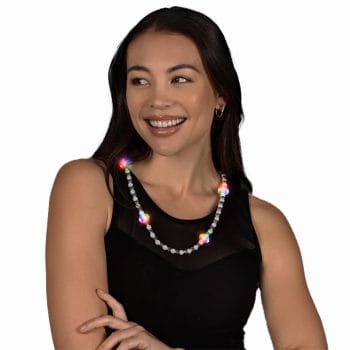 Flashing Throw Pearl and Silver Beads LED Necklace All Products