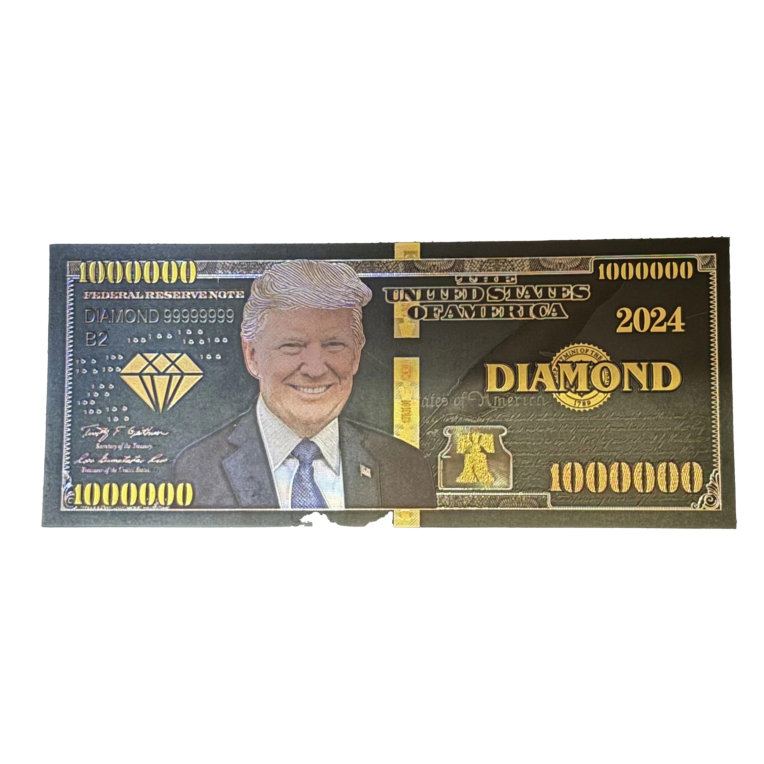 President Donald Trump MAGA One Million Dollar Diamond Gold Plated Bill 24K Gold and Silver Plated Replica Bills President Donald Trump MAGA One Million Dollar Diamond Gold Plated Bill 24K Gold and Silver Plated Replica Bills 3