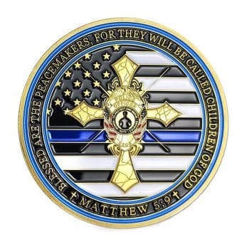 Police Officer Prayer Law Enforcement Thin Blue Line Gold Plated Coin Challenge Coins