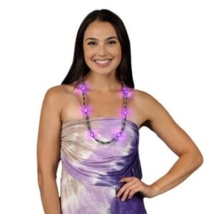 Mardi Gras Metallic Beads Necklace with Light Up Jewel Accents All Products Mardi Gras Metallic Beads Necklace with Light Up Jewel Accents All Products