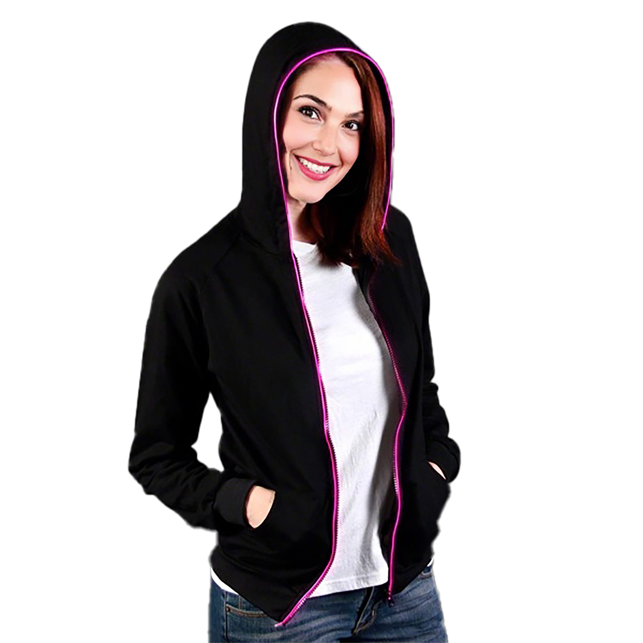 Electro Luminescent Zip Up Hoodie Pink Medium All Products Electro Luminescent Zip Up Hoodie Pink Medium All Products 3