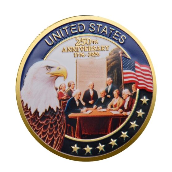 Founders Edition 250th Anniversary of the United States Commemorative Gold Plated Coin 4th of July 3