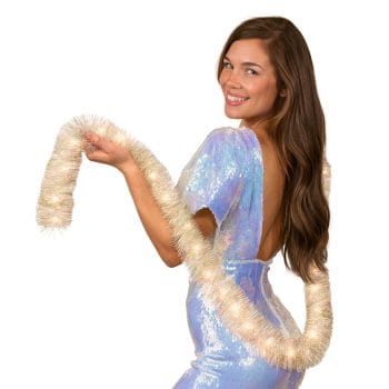 Light Up Sparkle Queen Tinsel Boa Warm White LEDs All Products