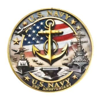 US Navy 250th Anniversary Gold Plated Commemorative Coin America 250