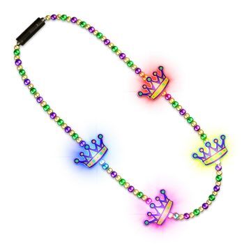 Light Up King Crown Mardi Gras Beads Necklace All Products