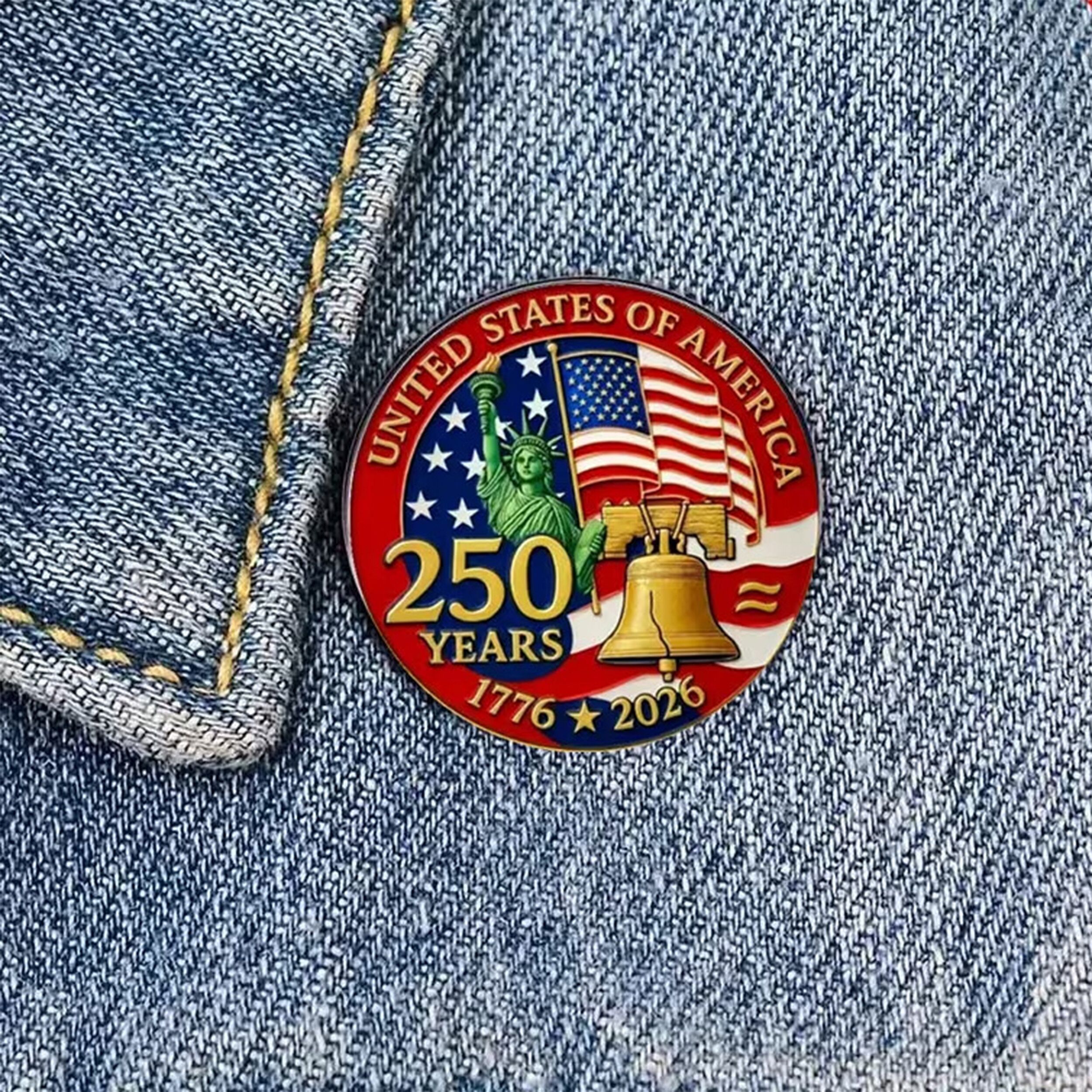 1776 to 2026 Patriotic 250th Anniversary Gold Plated Hard Enamel Unlit Lapel Pin with Military Clutch 4th of July 1776 to 2026 Patriotic 250th Anniversary Gold Plated Hard Enamel Unlit Lapel Pin with Military Clutch 4th of July 6