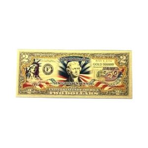 2 Dollar American Independence 250th Anniversary Gold Plated Fake Banknote 24K Gold and Silver Plated Replica Bills