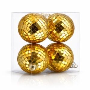 Pack of 4 Unlit Mini Gold Mirror Disco Ball Ornaments All Products