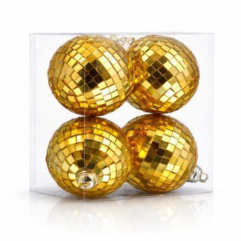 Pack of 4 Unlit Mini Gold Mirror Disco Ball Ornaments All Products