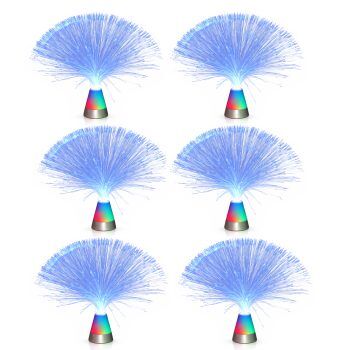 Pack of 6 Bright Blue Fiber Optic Centerpiece with Color Changing Base All Products