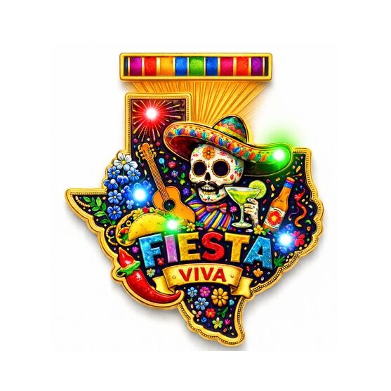 Viva Fiesta San Antonio Texas Flashing Body Light Lapel Pin 4th of July 3