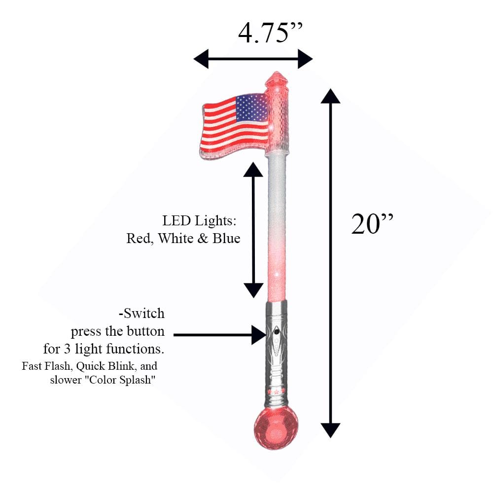 LED USA Flag Wand 2 Inch Glow Sticks LED USA Flag Wand 2 Inch Glow Sticks 6