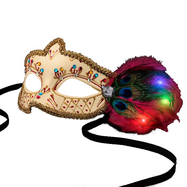 Gold Mardi Gras Mask with LED Feathers All Products 3