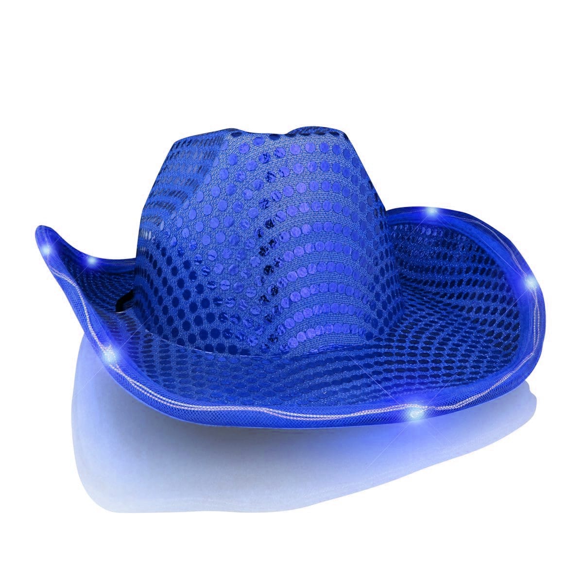 Light Up LED Flashing Cowboy Hat with Blue Sequins 4th of July Light Up LED Flashing Cowboy Hat with Blue Sequins 4th of July 5