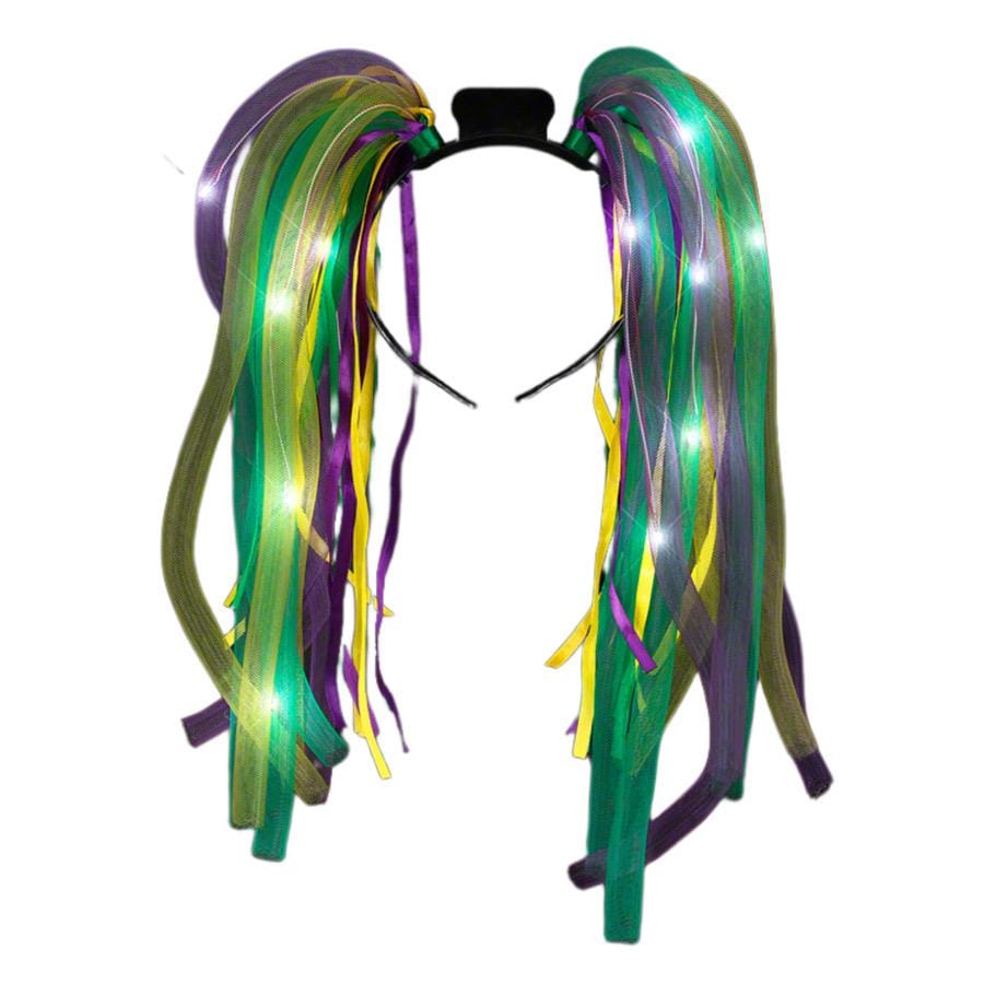 Purple Gold and Green Mardi Gras LED Noodle Headband Flashing Dreads All Products Purple Gold and Green Mardi Gras LED Noodle Headband Flashing Dreads All Products 5