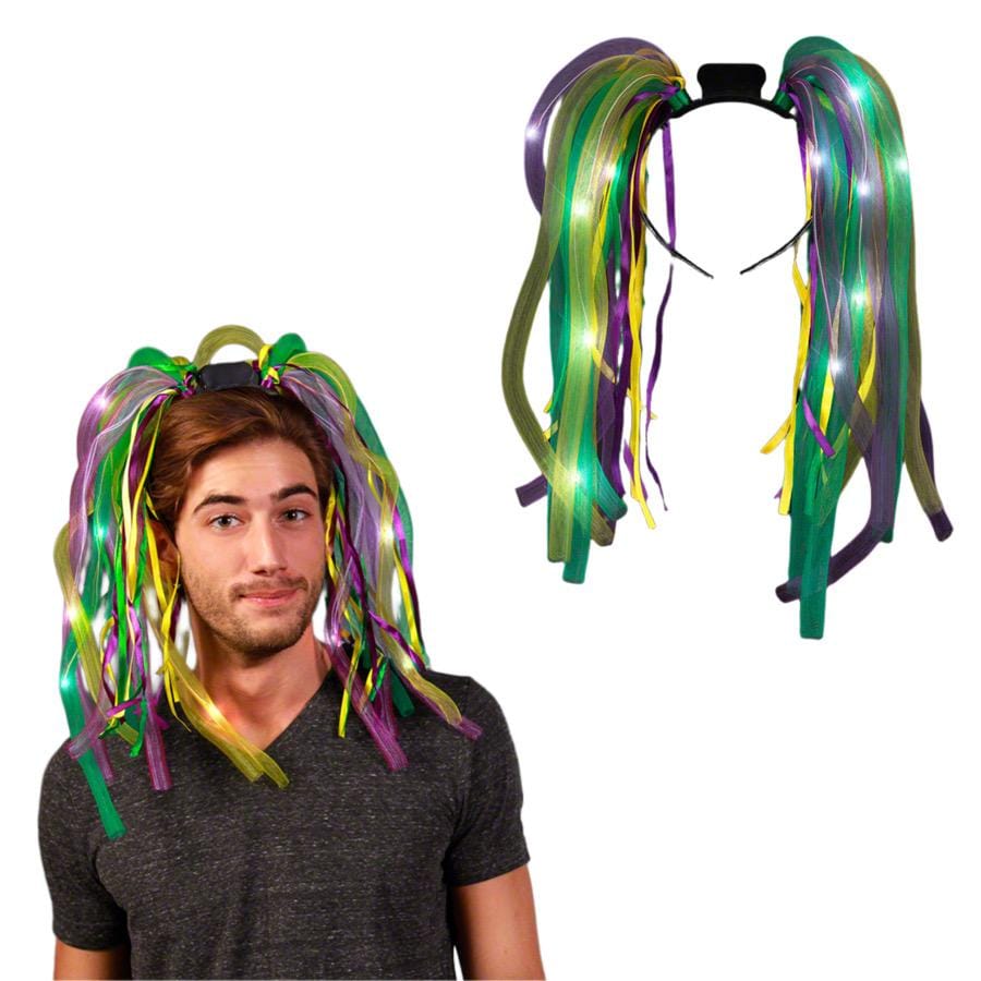 Purple Gold and Green Mardi Gras LED Noodle Headband Flashing Dreads All Products Purple Gold and Green Mardi Gras LED Noodle Headband Flashing Dreads All Products 4