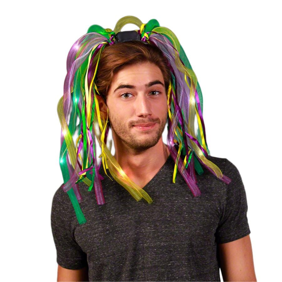 Purple Gold and Green Mardi Gras LED Noodle Headband Flashing Dreads All Products Purple Gold and Green Mardi Gras LED Noodle Headband Flashing Dreads All Products 3