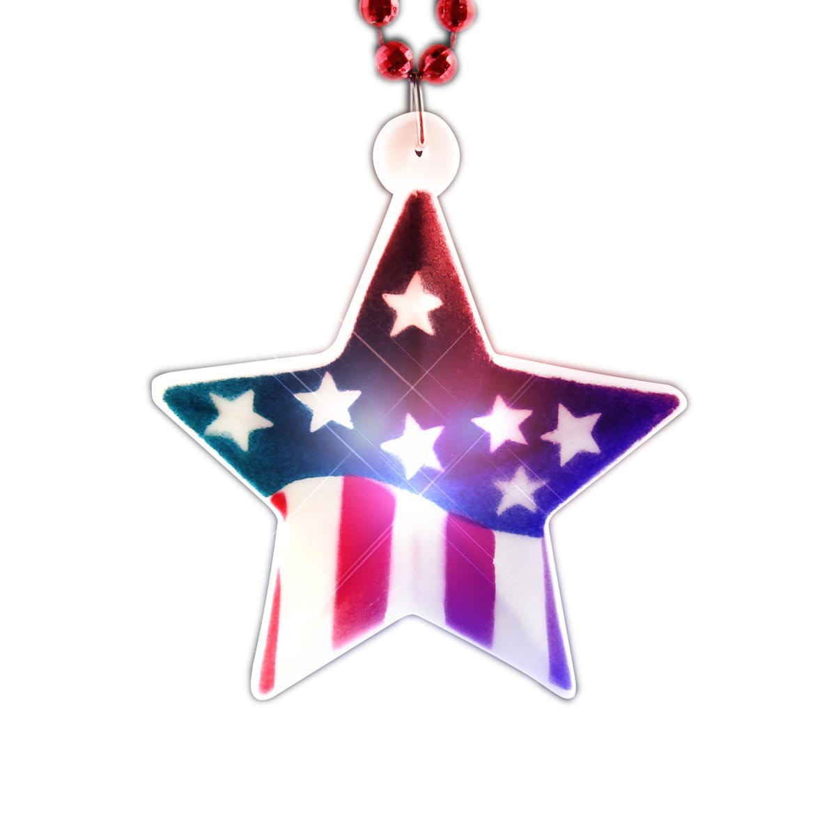 USA Star Flashing Charm Beaded Necklace 4th of July USA Star Flashing Charm Beaded Necklace 4th of July 3