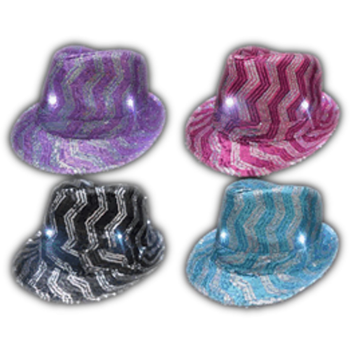1 Dozen LED Zig Zag Sequin Fedoras Assorted Colors All Products 3