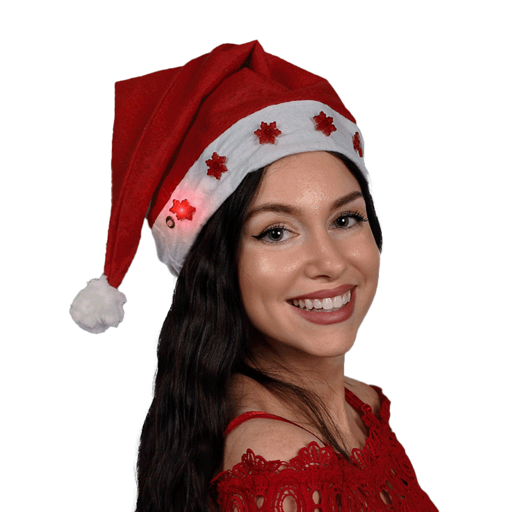 Santa Hat with Flashing Snowflakes All Products Santa Hat with Flashing Snowflakes All Products 5