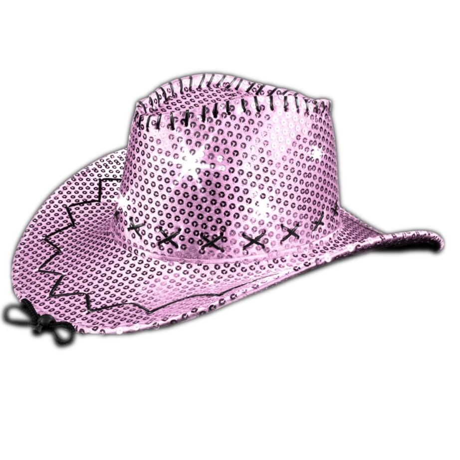 LED Sequin Cowboy Hat with Fancy Stitching Pink All Products LED Sequin Cowboy Hat with Fancy Stitching Pink All Products 3