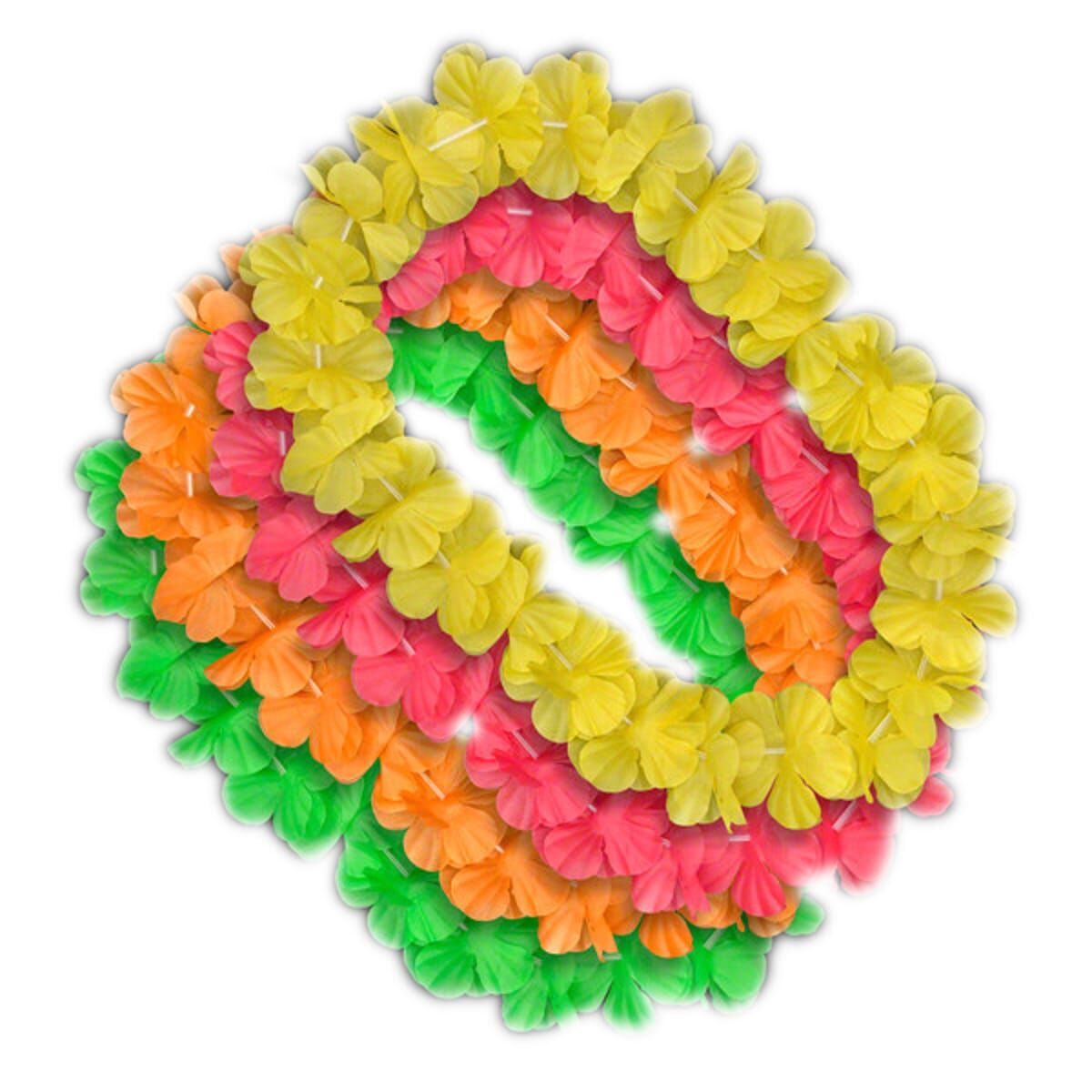 Hawaiian Flower Lei Necklace Assorted Neon Colors Pack of 12 All Products Hawaiian Flower Lei Necklace Assorted Neon Colors Pack of 12 All Products 3