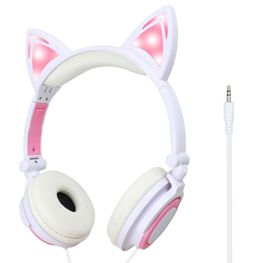 Pink LED Kitty Cat Animal Ears Headphones All Products 3