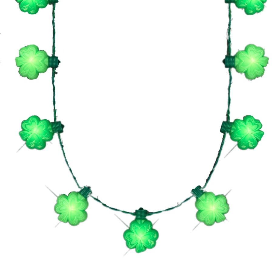 Light Up Flashing Huge Lucky Shamrocks Charms Necklace for St All Products 3