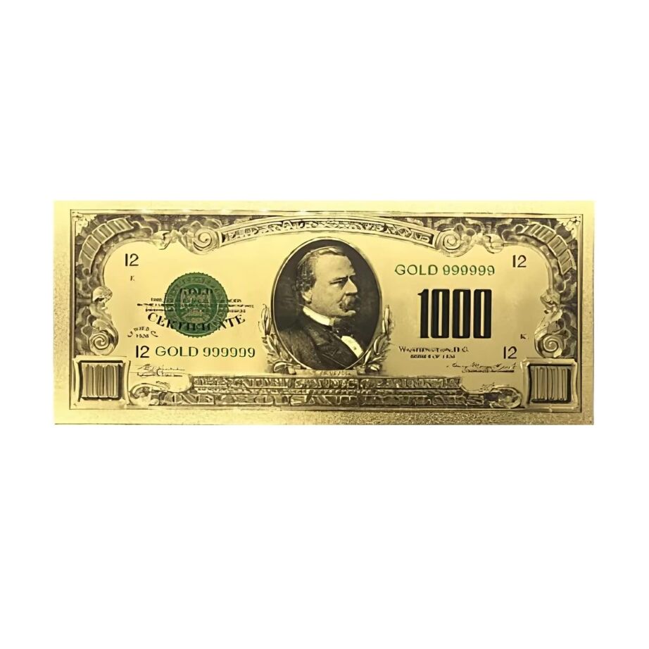 1000 Dollar American Bill 24k Gold Plated Fake Banknote Currency for Decoration 24K Gold and Silver Plated Replica Bills 3
