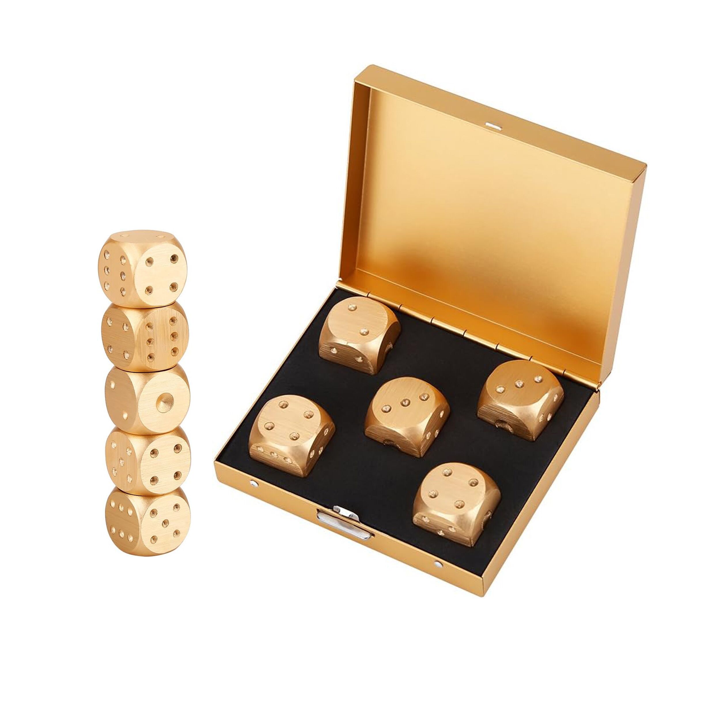 Set of 5 Gold Plated Metal Dice with Gold Box All Products Set of 5 Gold Plated Metal Dice with Gold Box All Products 7
